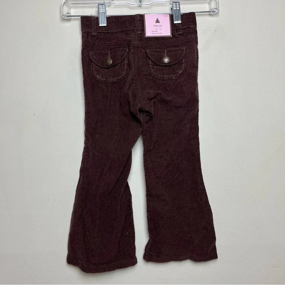 NWT BABY GAP GIRLS‎ BOOTCUT SPARKLY CORDUROY PANTS CORDS 3T 3 YEARS Brown